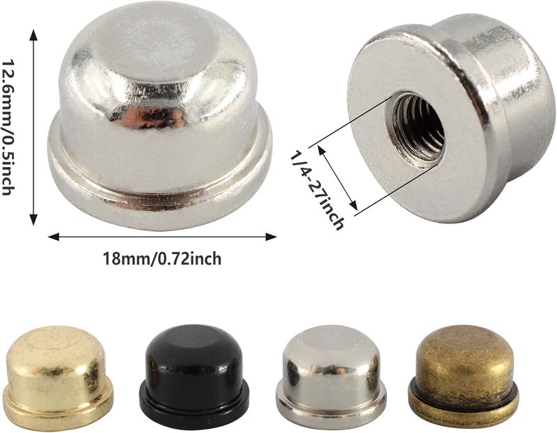 AUXBC 4PCS Solid Lamp Finials Caps Tapped, Knob On Top of The Harp Lampshade Stand, Harp Lamp Finial Knob, 1/2 inch Tall, Silver - Image 2
